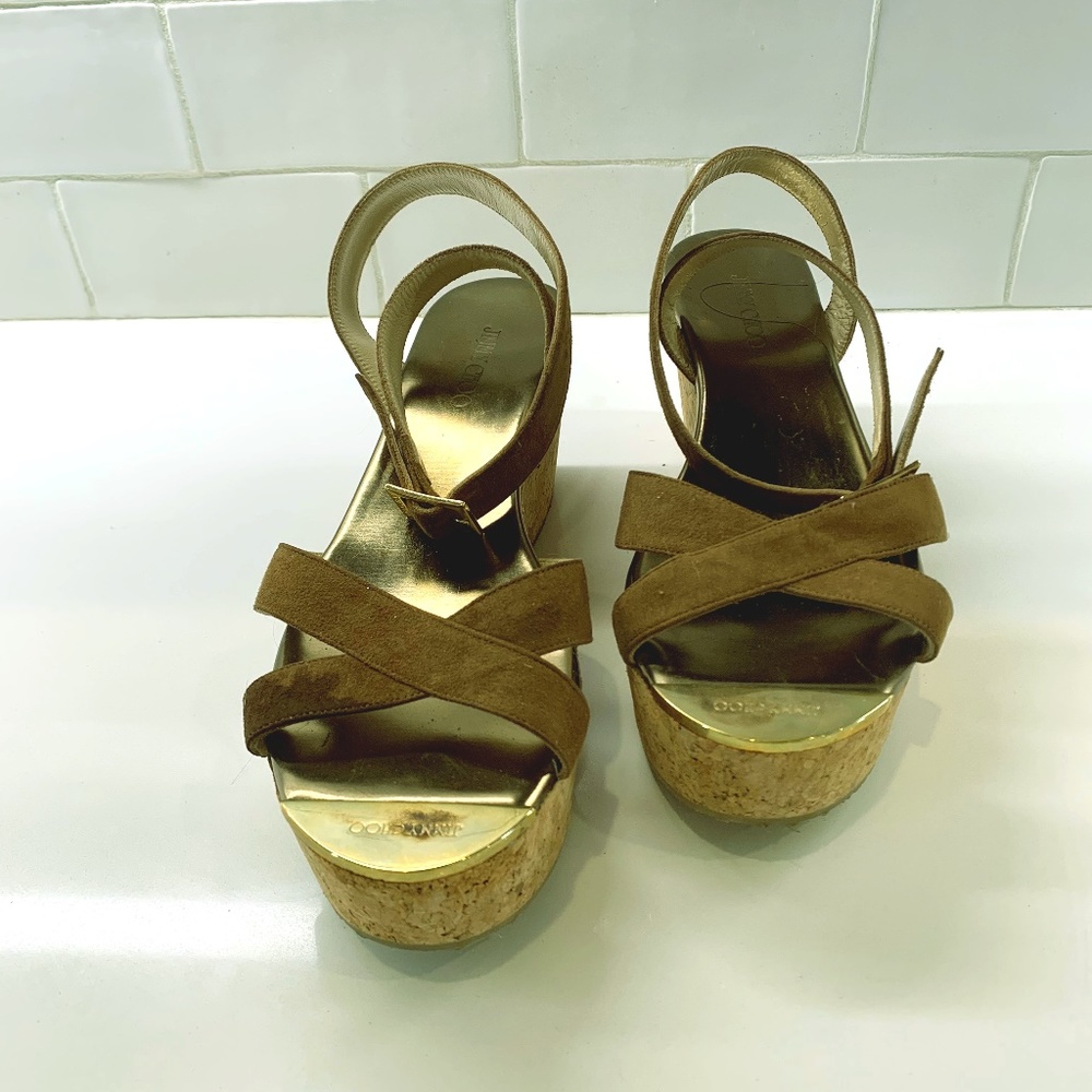 Jimmy Choo Suede Platform Sandals Size 38